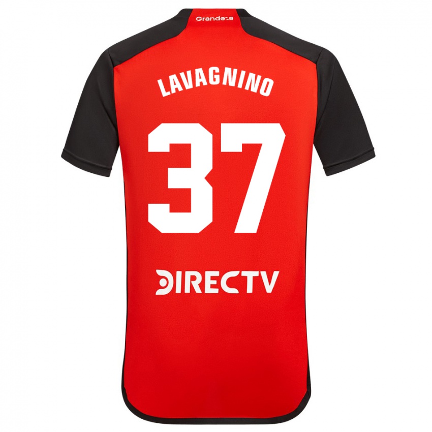 Heren Lucas Lavagnino #37 Rood Zwart Wit Uitshirt Uittenue 2024/25 T-Shirt