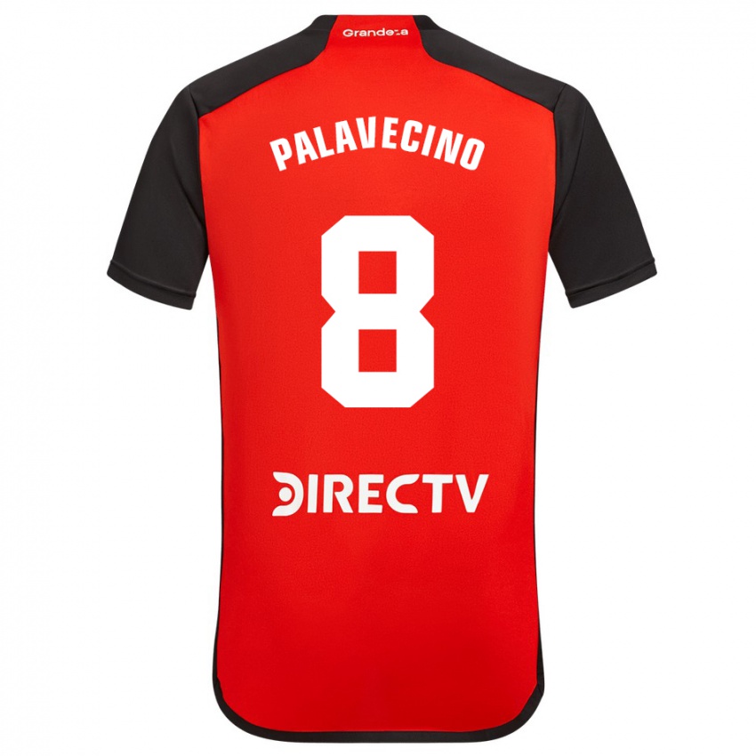 Heren Agustin Palavecino #8 Rood Zwart Wit Uitshirt Uittenue 2024/25 T-Shirt