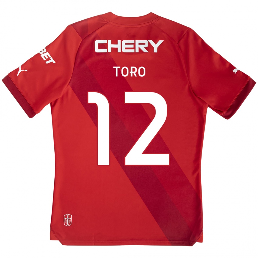 Heren Ian Toro #12 Rood Wit Uitshirt Uittenue 2024/25 T-Shirt