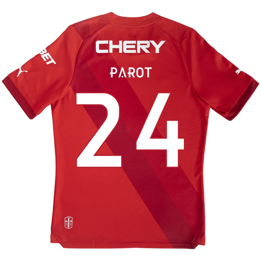 Heren Alfonso Parot #24 Rood Wit Uitshirt Uittenue 2024/25 T-Shirt