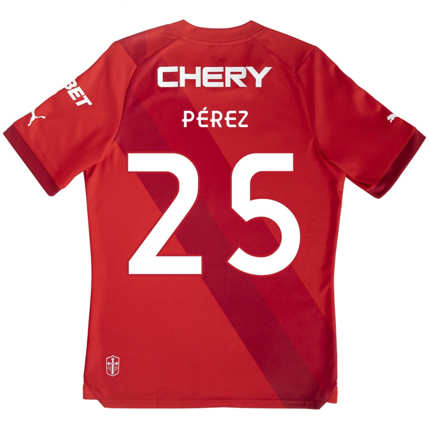 Heren Sebastián Pérez #25 Rood Wit Uitshirt Uittenue 2024/25 T-Shirt