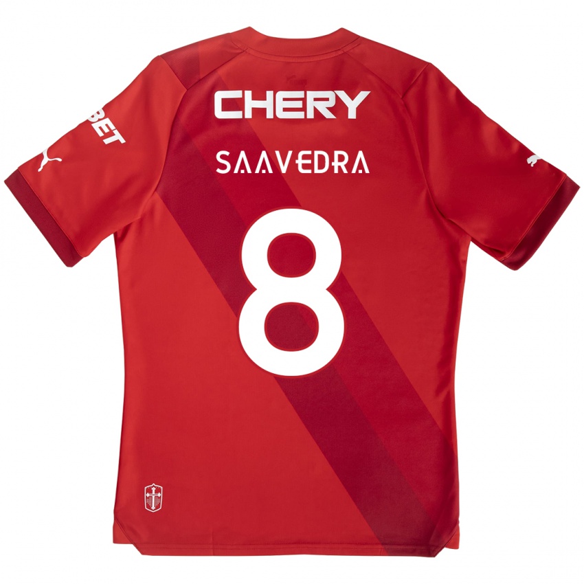 Heren Ignacio Saavedra #8 Rood Wit Uitshirt Uittenue 2024/25 T-Shirt