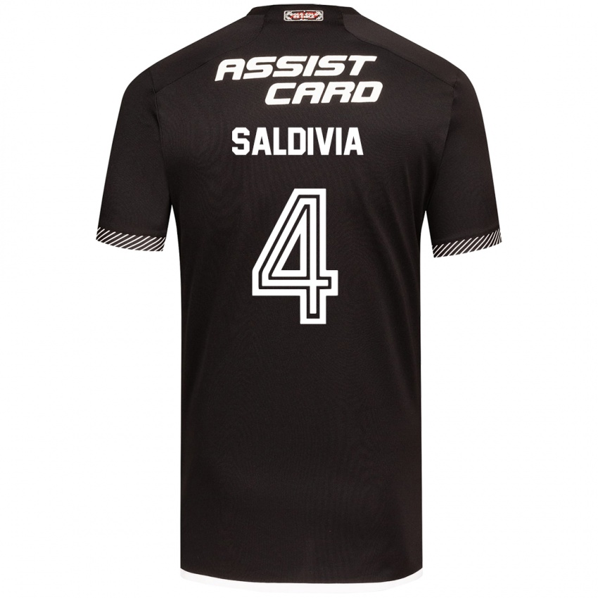 Heren Alan Saldivia #4 Zwart Wit Uitshirt Uittenue 2024/25 T-Shirt