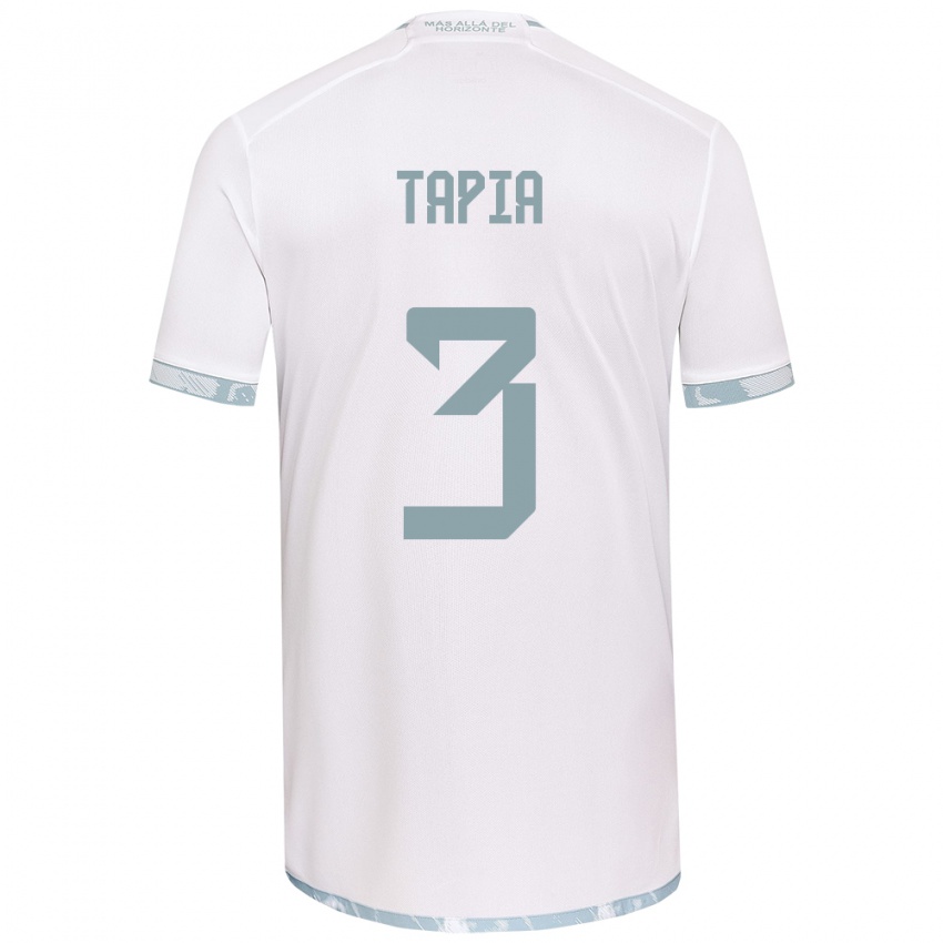 Heren Ignacio Tapia #3 Wit Grijs Uitshirt Uittenue 2024/25 T-Shirt