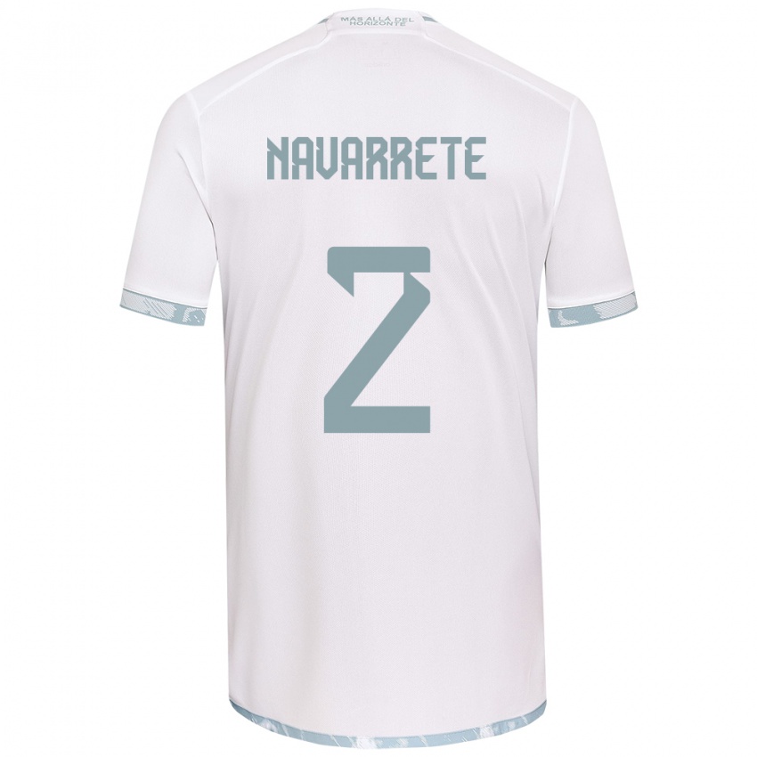 Heren Daniel Navarrete #2 Wit Grijs Uitshirt Uittenue 2024/25 T-Shirt