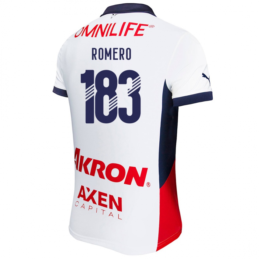 Heren Javen Romero #183 Wit Rood Blauw Uitshirt Uittenue 2024/25 T-Shirt