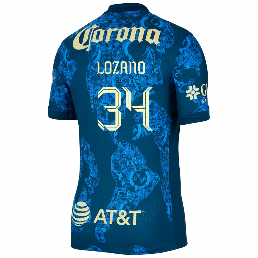 Heren Esteban Lozano #34 Blauw Geel Uitshirt Uittenue 2024/25 T-Shirt