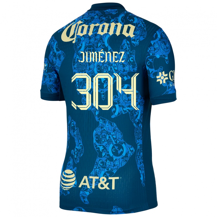 Heren Derek Jiménez #304 Blauw Geel Uitshirt Uittenue 2024/25 T-Shirt