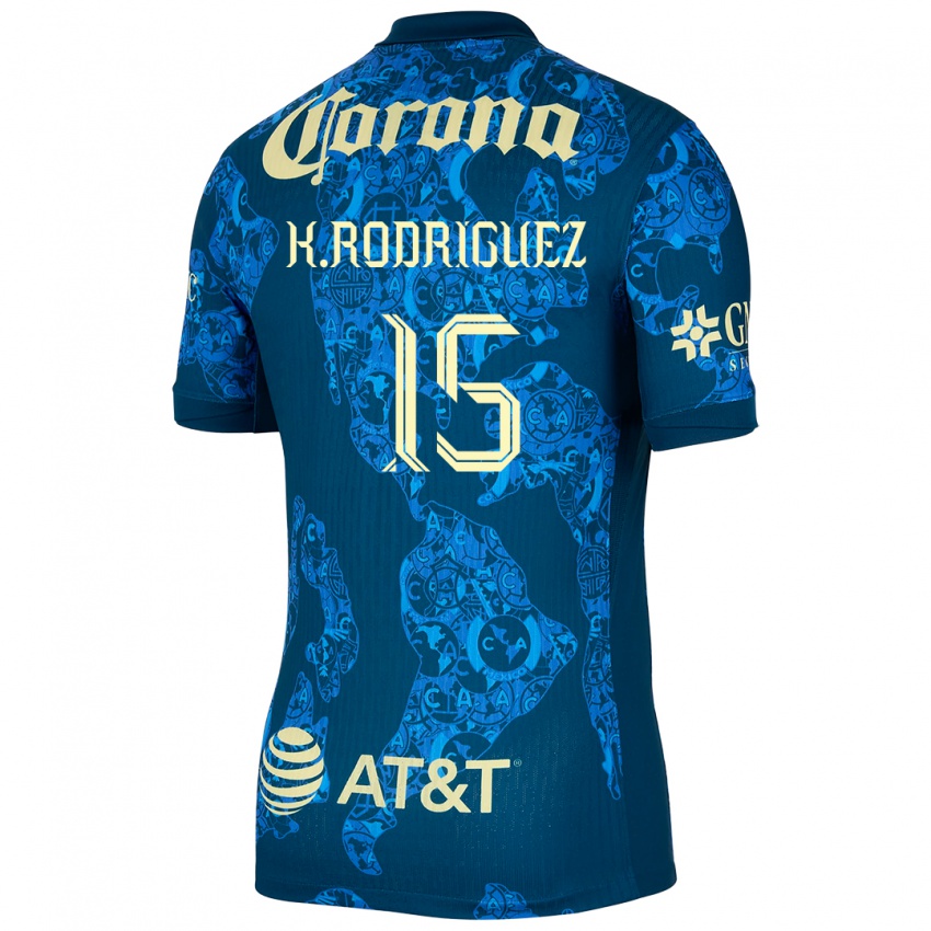 Heren Kimberly Rodriguez #15 Blauw Geel Uitshirt Uittenue 2024/25 T-Shirt