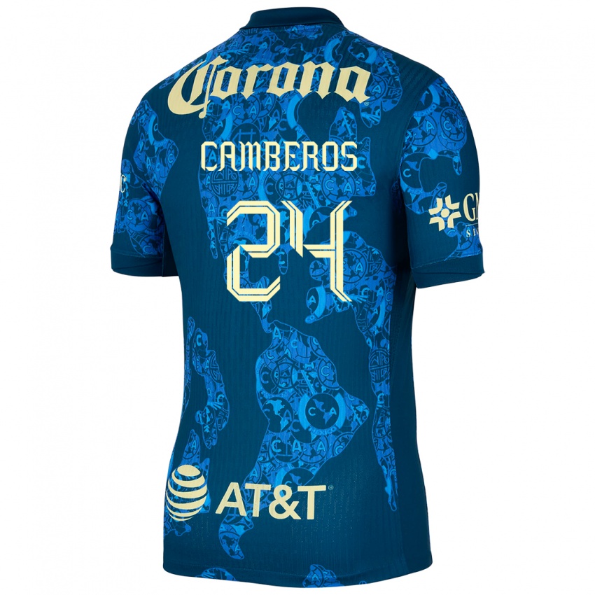 Heren Scarlett Camberos #24 Blauw Geel Uitshirt Uittenue 2024/25 T-Shirt