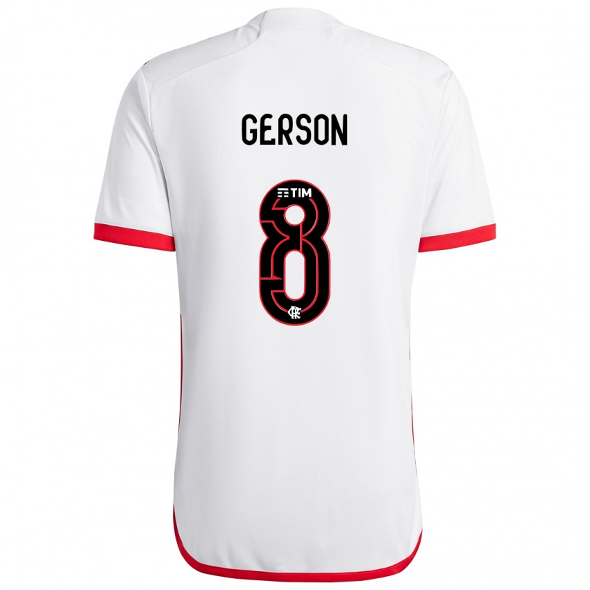 Heren Gerson #8 Wit Rood Uitshirt Uittenue 2024/25 T-Shirt