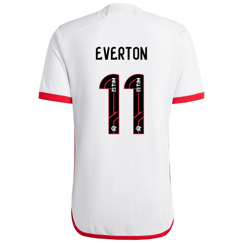 Heren Everton #11 Wit Rood Uitshirt Uittenue 2024/25 T-Shirt