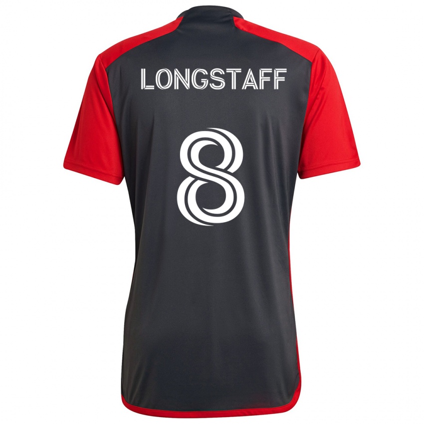 Dames Matty Longstaff #8 Grijs Rood Thuisshirt Thuistenue 2024/25 T-Shirt