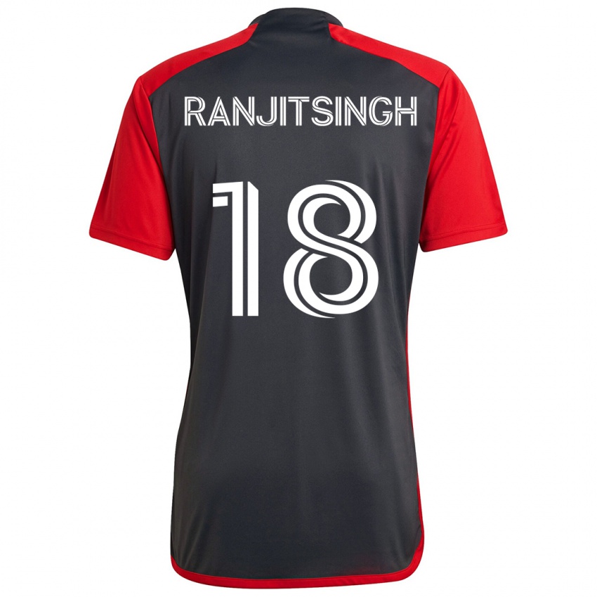 Dames Greg Ranjitsingh #18 Grijs Rood Thuisshirt Thuistenue 2024/25 T-Shirt