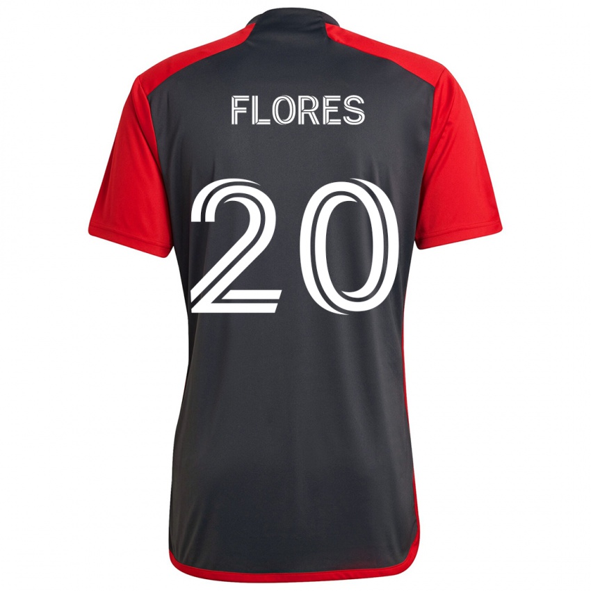 Dames Deybi Flores #20 Grijs Rood Thuisshirt Thuistenue 2024/25 T-Shirt