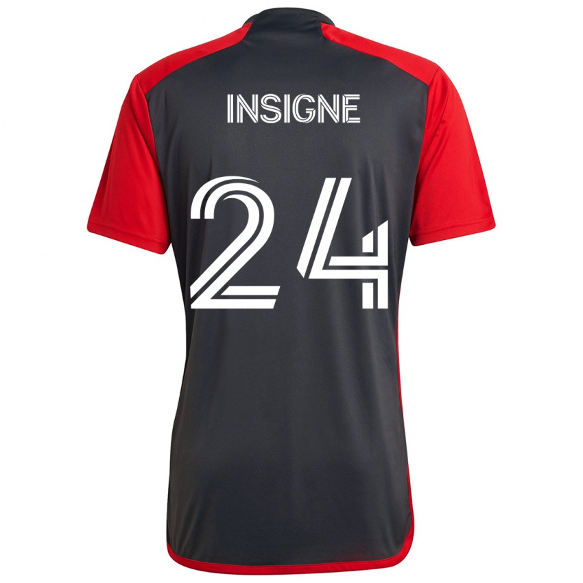 Dames Lorenzo Insigne #24 Grijs Rood Thuisshirt Thuistenue 2024/25 T-Shirt