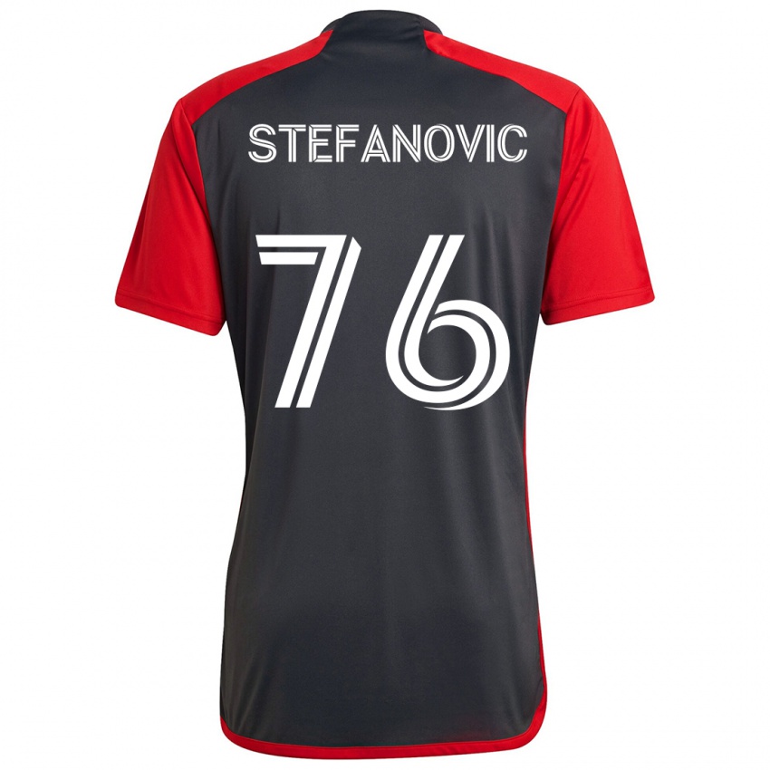 Dames Lazar Stefanovic #76 Grijs Rood Thuisshirt Thuistenue 2024/25 T-Shirt