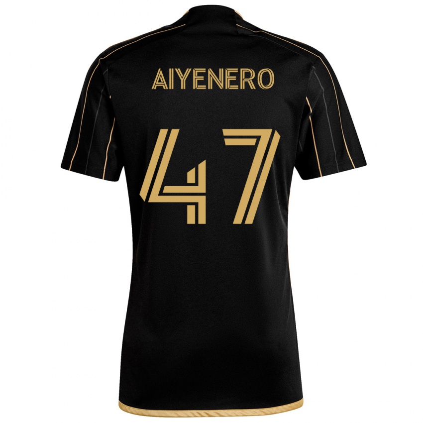 Dames Marius Aiyenero #47 Zwart Goud Thuisshirt Thuistenue 2024/25 T-Shirt