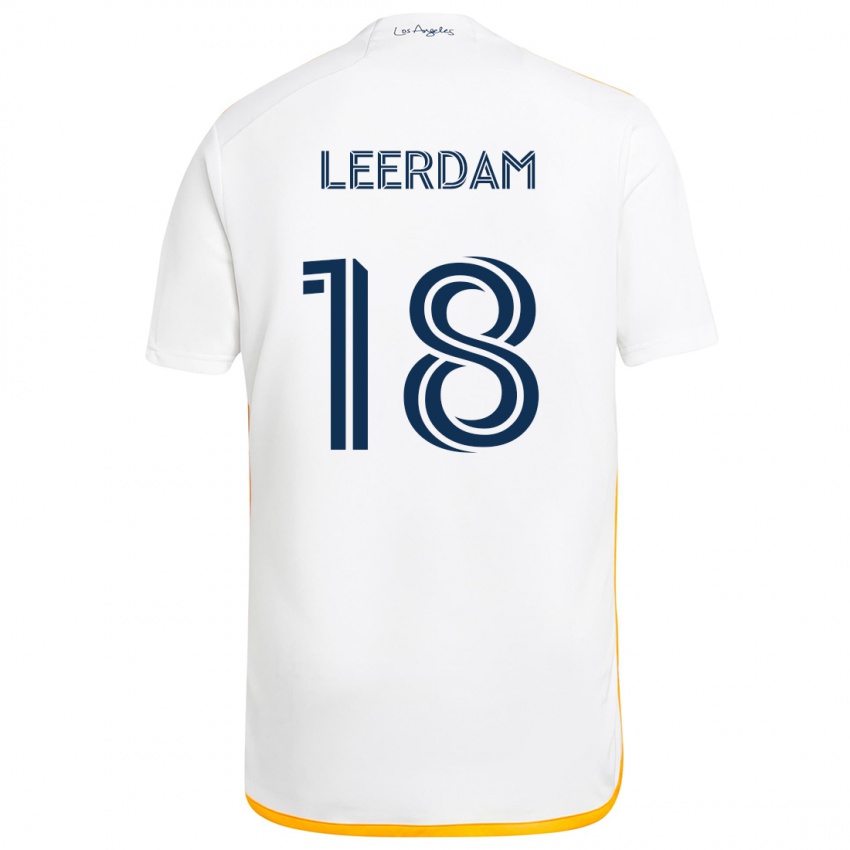 Dames Kelvin Leerdam #18 Wit Geel Thuisshirt Thuistenue 2024/25 T-Shirt