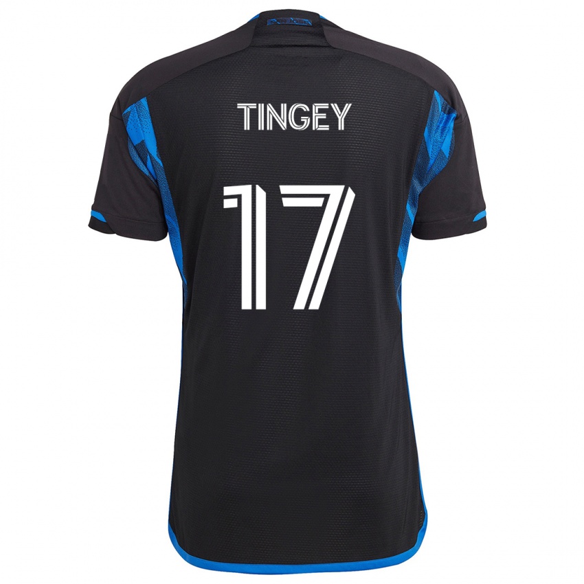 Dames Keegan Tingey #17 Blauw Zwart Thuisshirt Thuistenue 2024/25 T-Shirt