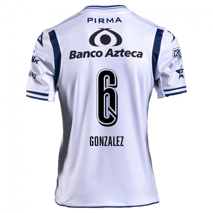 Dames Pablo González #6 Wit Marineblauw Thuisshirt Thuistenue 2024/25 T-Shirt