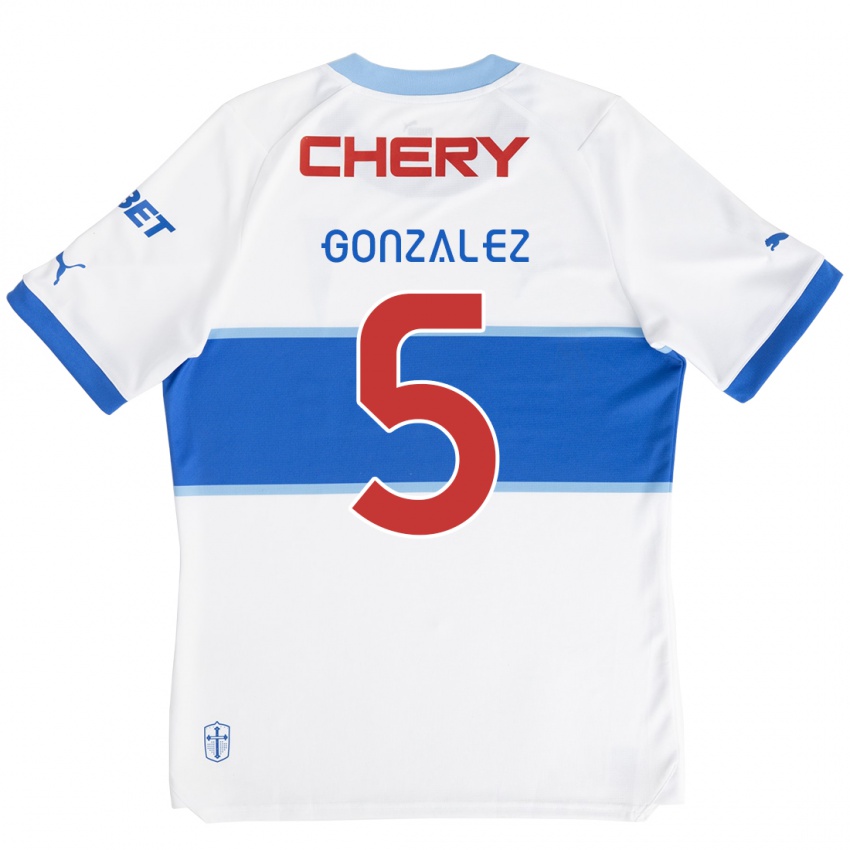 Dames Daniel González #5 Wit Blauw Thuisshirt Thuistenue 2024/25 T-Shirt