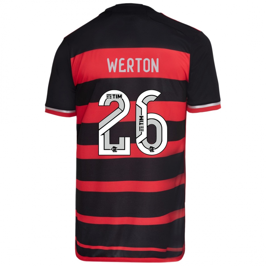 Dames Werton #26 Rood Zwart Thuisshirt Thuistenue 2024/25 T-Shirt