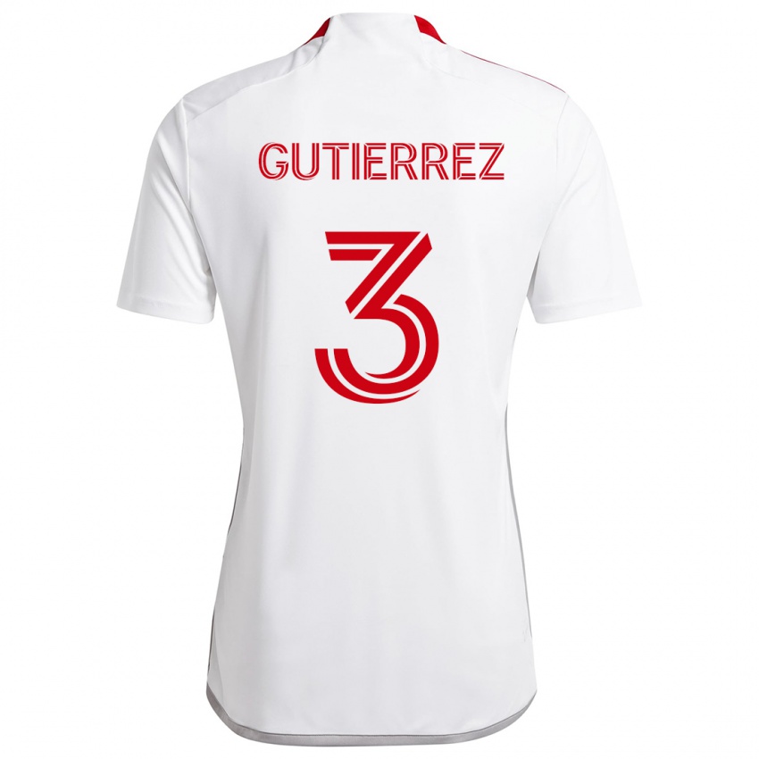 Dames Cristián Gutiérrez #3 Wit Rood Uitshirt Uittenue 2024/25 T-Shirt