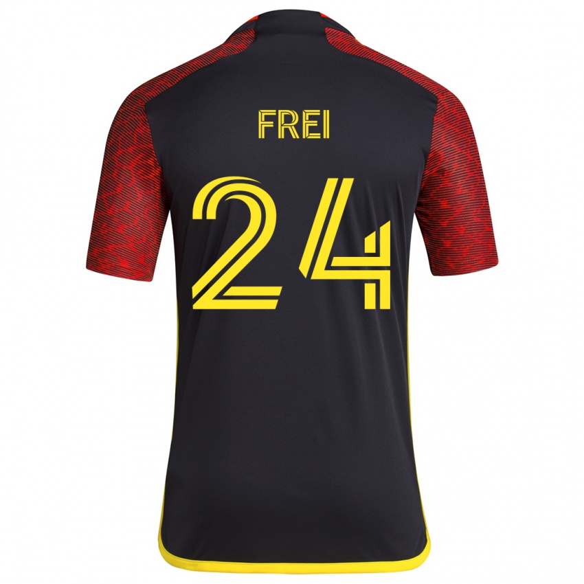 Dames Stefan Frei #24 Rood Zwart Uitshirt Uittenue 2024/25 T-Shirt