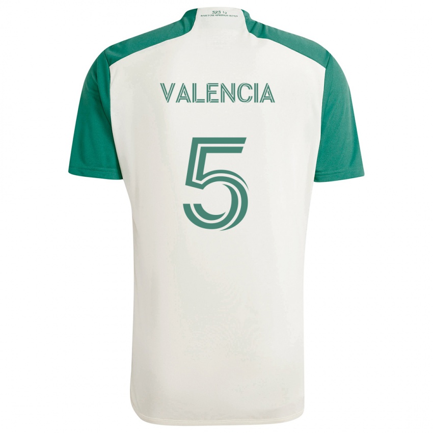 Dames Jhojan Valencia #5 Bruine Kleuren Groen Uitshirt Uittenue 2024/25 T-Shirt