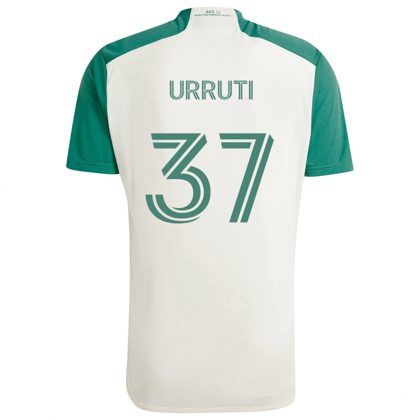 Dames Maximiliano Urruti #37 Bruine Kleuren Groen Uitshirt Uittenue 2024/25 T-Shirt