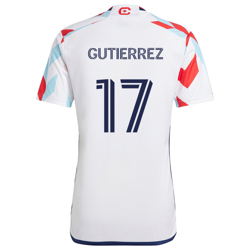 Dames Brian Gutiérrez #17 Wit Rood Blauw Uitshirt Uittenue 2024/25 T-Shirt