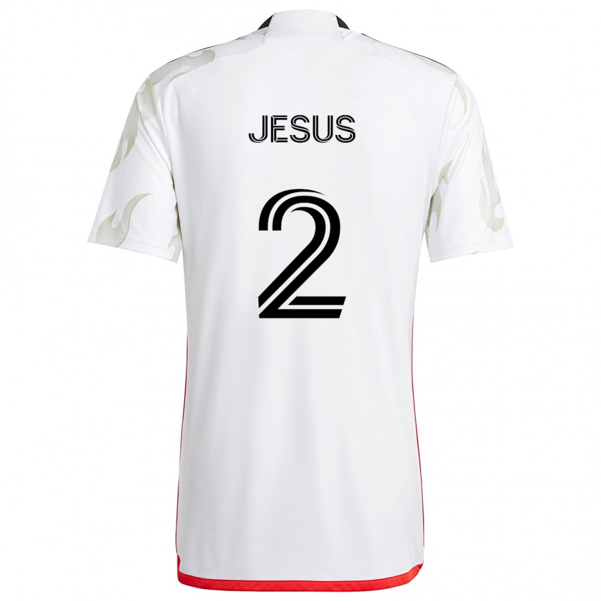 Dames Geovane Jesus #2 Wit Rood Zwart Uitshirt Uittenue 2024/25 T-Shirt