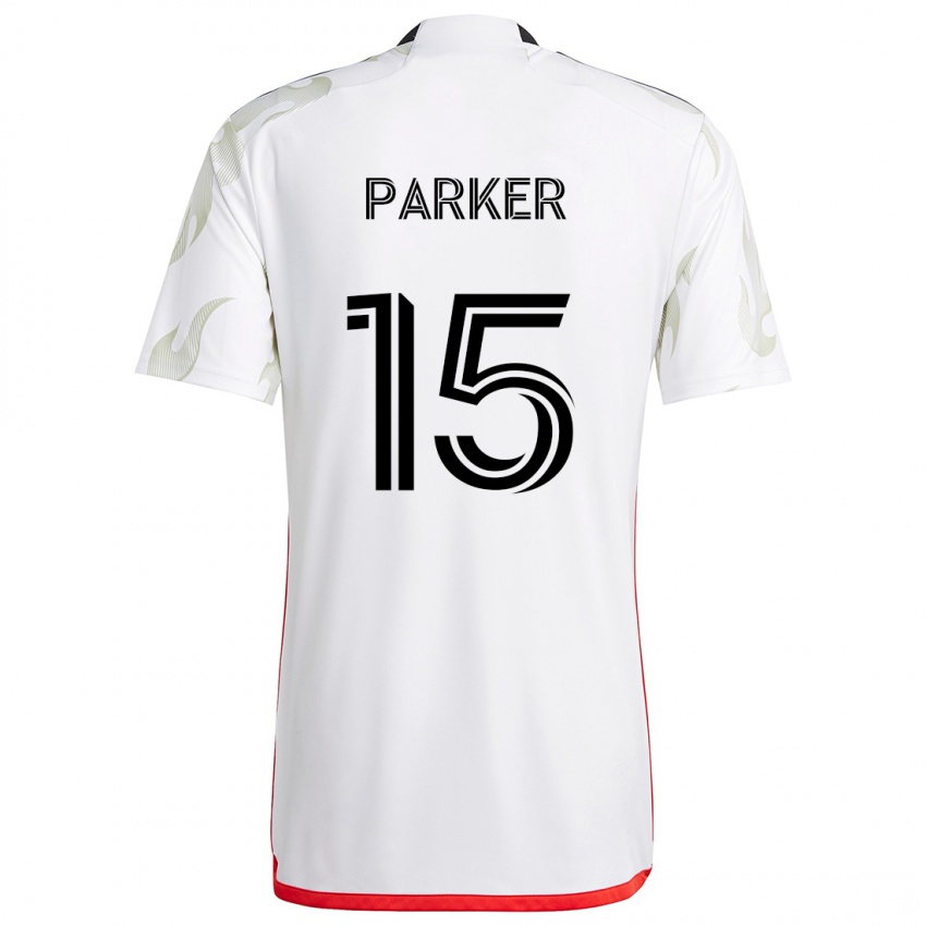 Dames Isaiah Parker #15 Wit Rood Zwart Uitshirt Uittenue 2024/25 T-Shirt