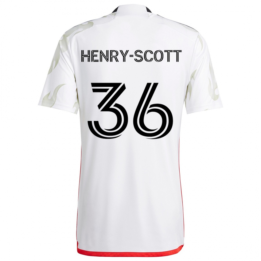 Dames Malik Henry-Scott #36 Wit Rood Zwart Uitshirt Uittenue 2024/25 T-Shirt