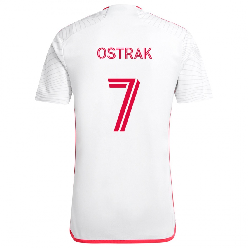 Dames Tomás Ostrák #7 Wit Rood Uitshirt Uittenue 2024/25 T-Shirt