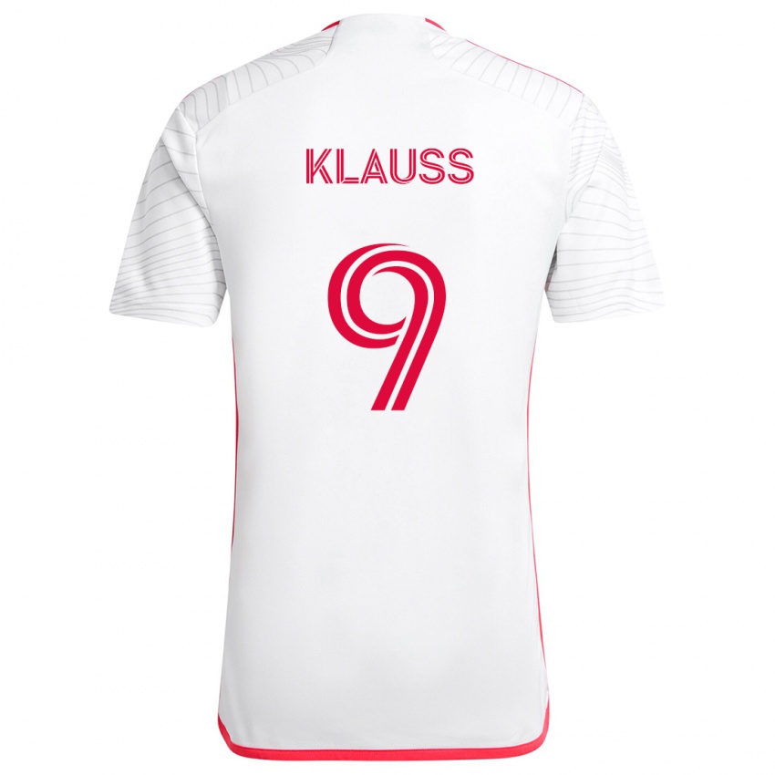 Dames João Klauss #9 Wit Rood Uitshirt Uittenue 2024/25 T-Shirt