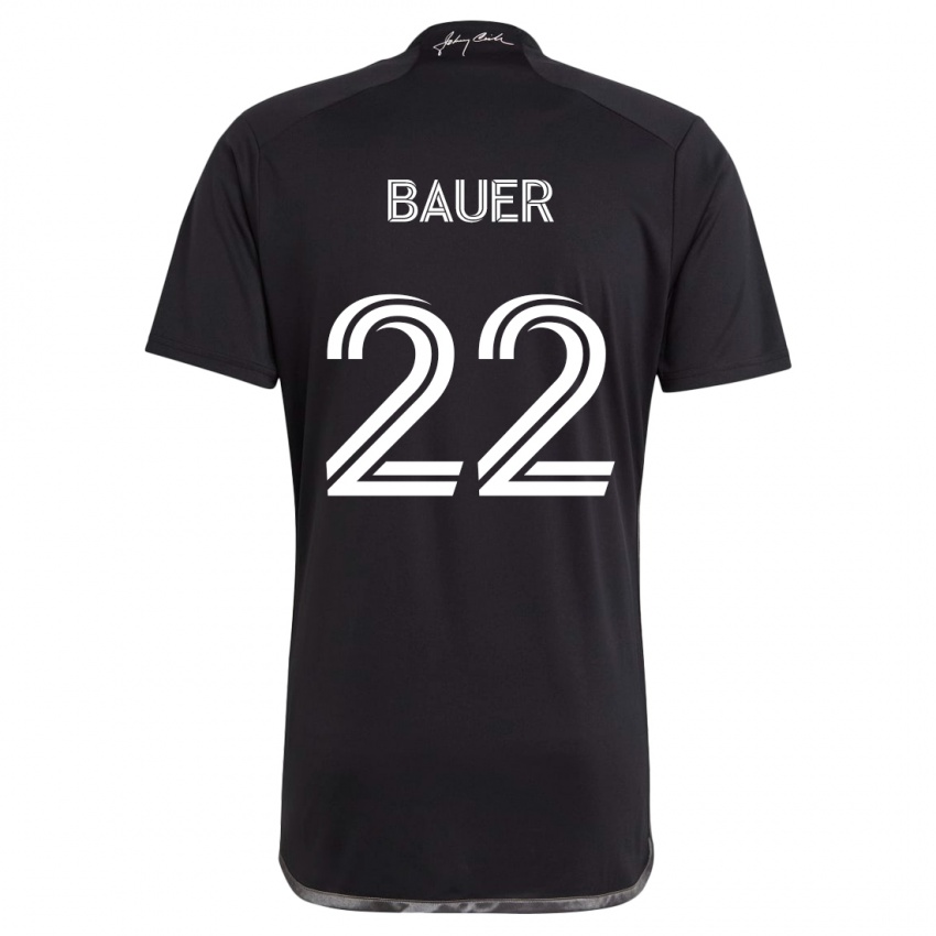 Dames Josh Bauer #22 Zwart Uitshirt Uittenue 2024/25 T-Shirt