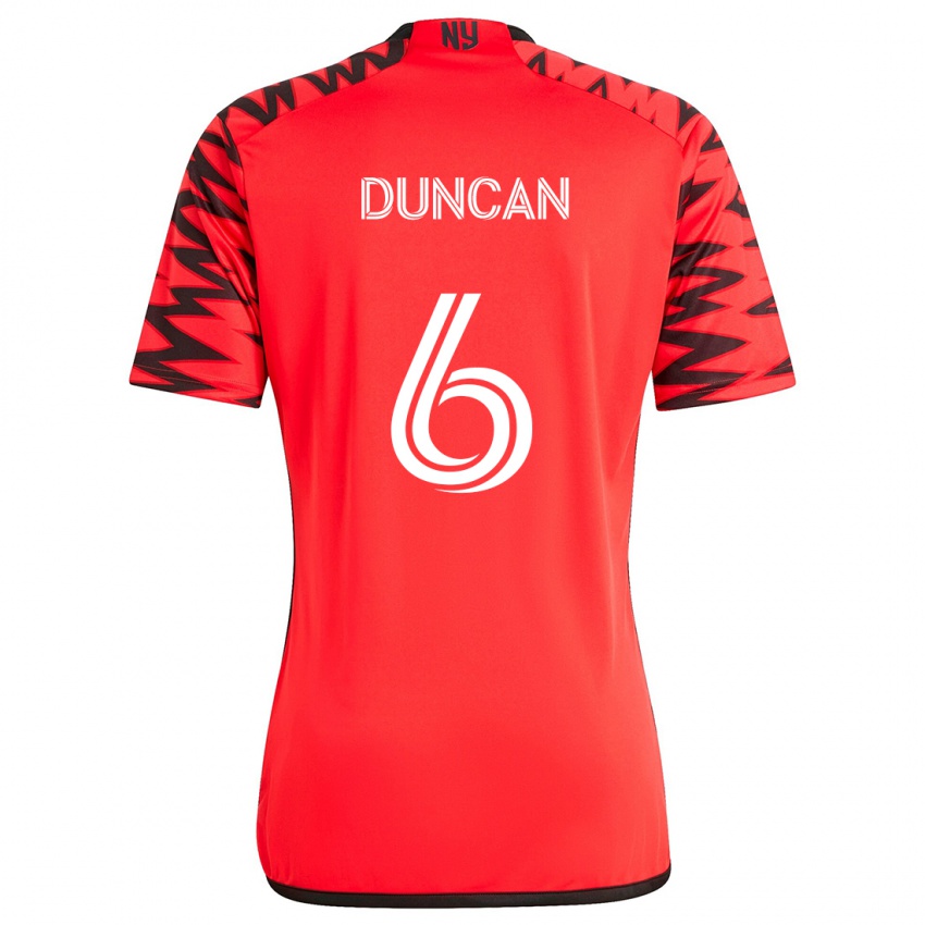 Dames Kyle Duncan #6 Rood Zwart Wit Uitshirt Uittenue 2024/25 T-Shirt