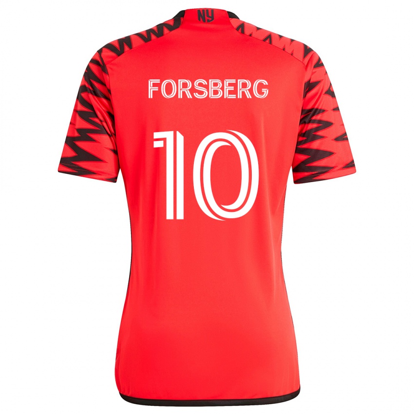 Dames Emil Forsberg #10 Rood Zwart Wit Uitshirt Uittenue 2024/25 T-Shirt