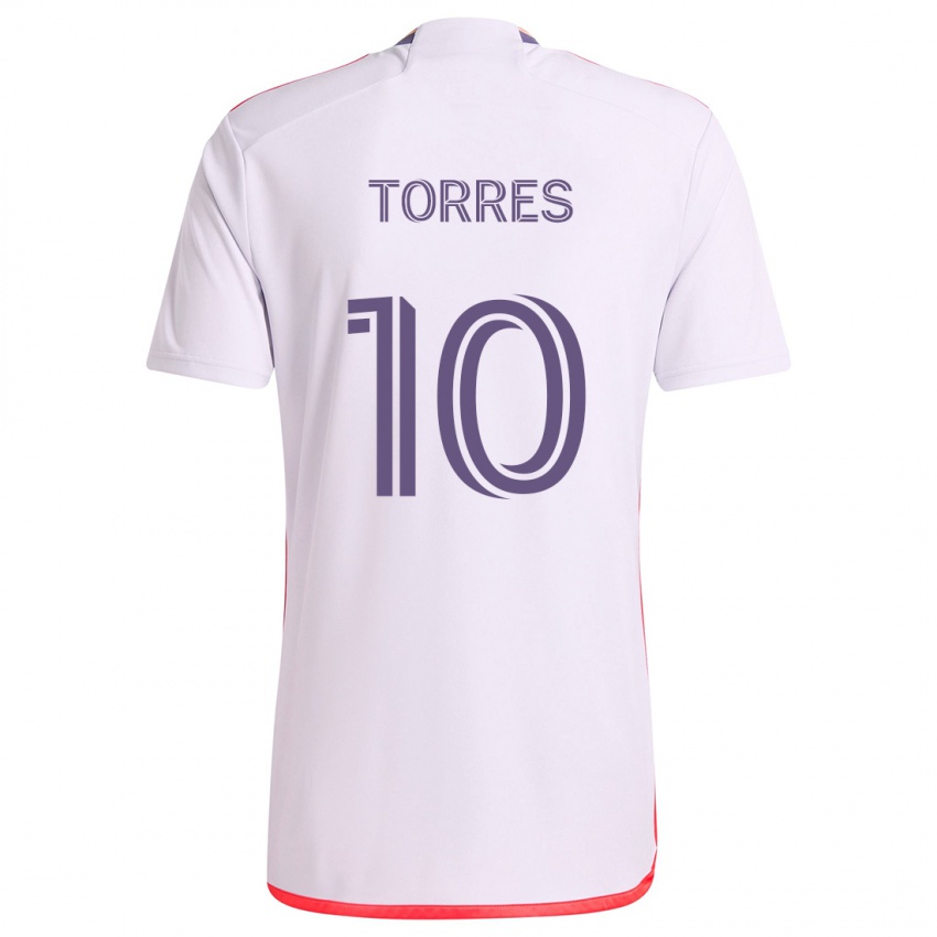 Dames Facundo Torres #10 Wit Rood Paars Uitshirt Uittenue 2024/25 T-Shirt