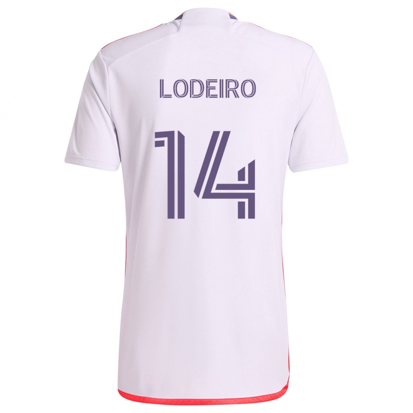 Dames Nicolás Lodeiro #14 Wit Rood Paars Uitshirt Uittenue 2024/25 T-Shirt