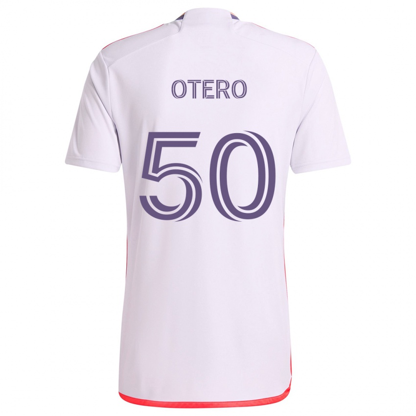 Dames Javier Otero #50 Wit Rood Paars Uitshirt Uittenue 2024/25 T-Shirt