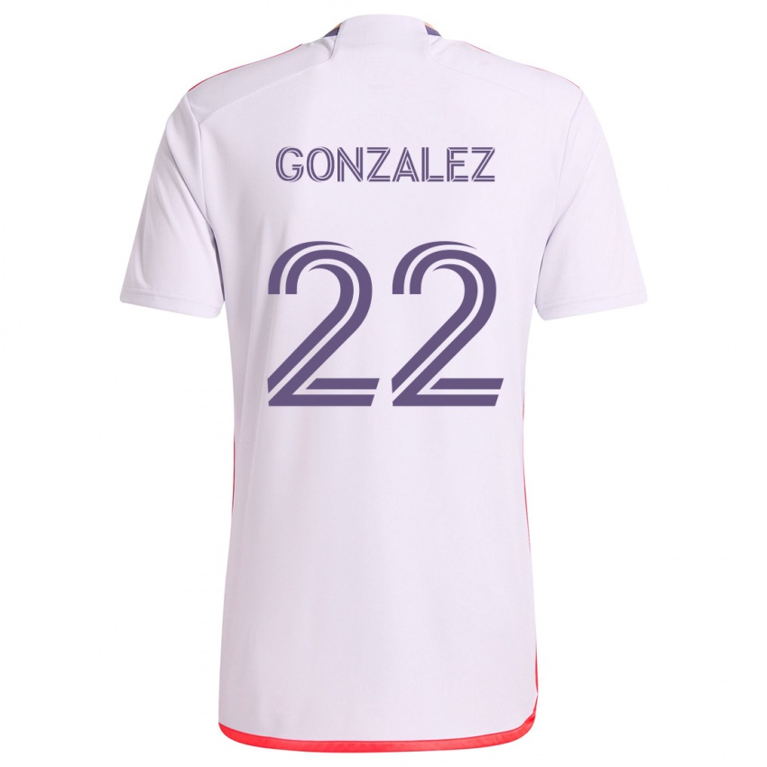 Dames Gastón González #22 Wit Rood Paars Uitshirt Uittenue 2024/25 T-Shirt