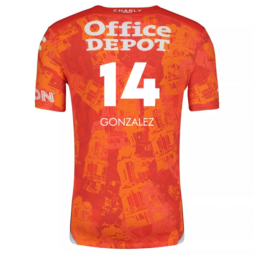 Dames Arturo Gonzalez #14 Oranje Wit Uitshirt Uittenue 2024/25 T-Shirt