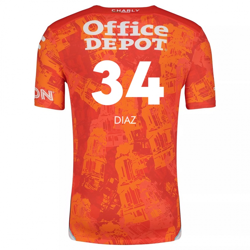 Dames Karen Díaz #34 Oranje Wit Uitshirt Uittenue 2024/25 T-Shirt