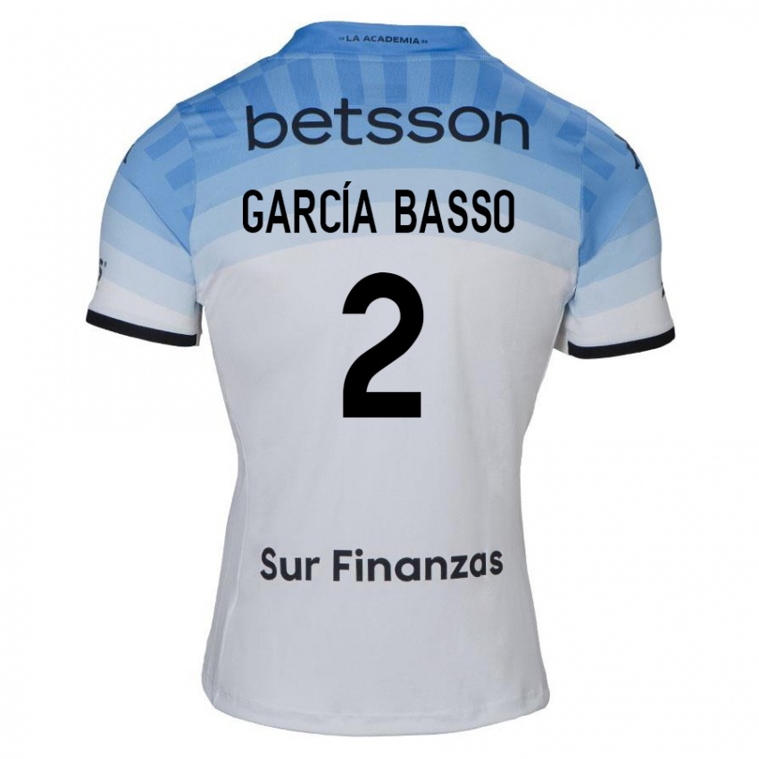 Dames Agustín García Basso #2 Wit Blauw Zwart Uitshirt Uittenue 2024/25 T-Shirt