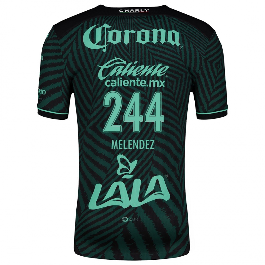 Dames Carlos Meléndez #244 Zwart Groen Uitshirt Uittenue 2024/25 T-Shirt