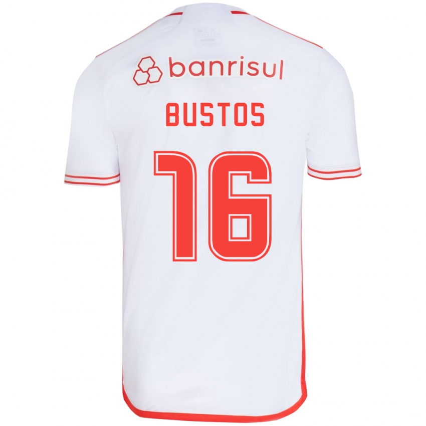 Dames Fabricio Bustos #16 Wit Rood Uitshirt Uittenue 2024/25 T-Shirt