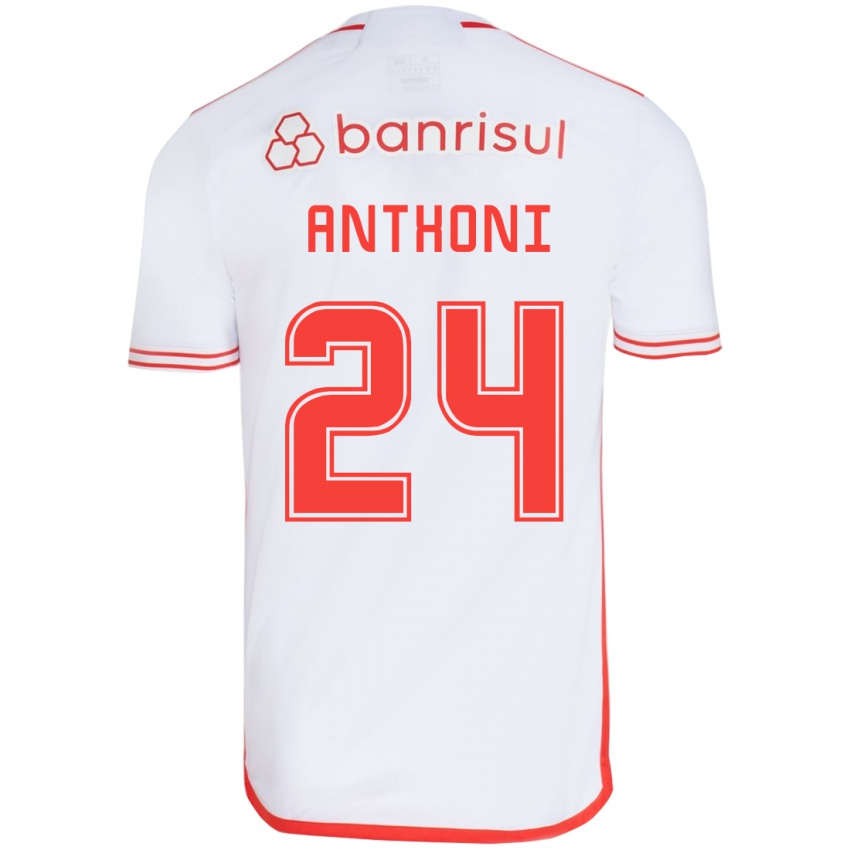 Dames Anthoni #24 Wit Rood Uitshirt Uittenue 2024/25 T-Shirt